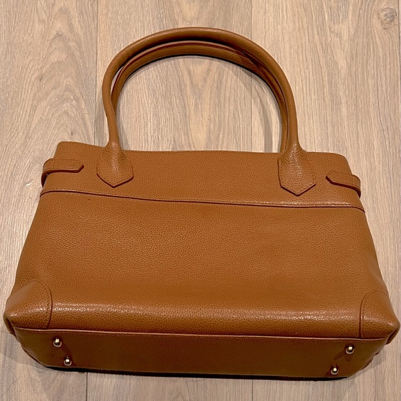 RARE Ashreil Leather Handbag Zip Top Two Handles with Gold Lock and Key Hardware - Picture 2 of 6